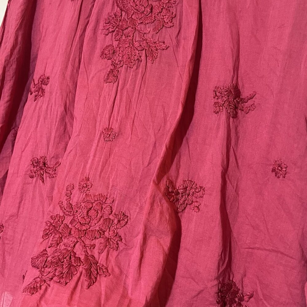 Anthropologie Kyla Seo Blouse Small Size Cotton Embroidery Pink Shirt Buttons - Picture 12 of 13